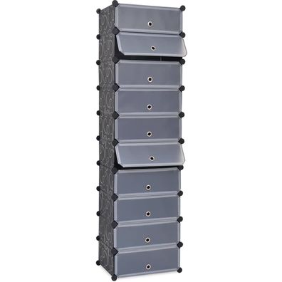 vidaXL Schuh-Organizer Zusammenklappbar mit 10 Fächern Schwarz