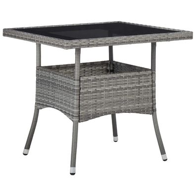 Esstisch im Freien Garten-Esstisch Grau Poly Rattan und Glas