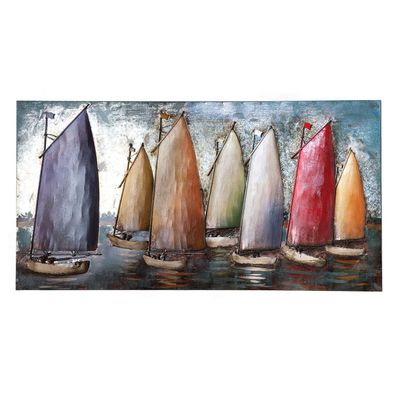 Gilde GILDE Gallery, Bild, rechteckig, "Sailing Regatta", Bootmotiv, Metall, blau,