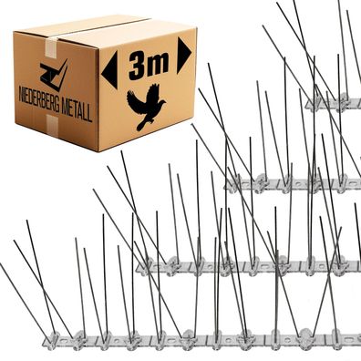 Taubenabwehr Spikes - 300cm Kunststoff - Tauben Abwehrleiste Vogel Abwehr Spikes