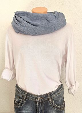 Blogger Loop Schal Halstuch Schlauchschal Baumwolle Viskose einfarbig Jeansblau