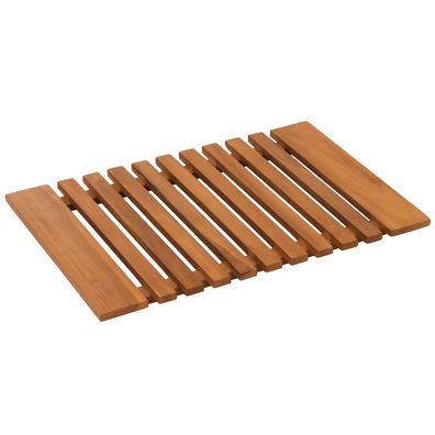 Teak-Fußmatte HWC-N10, Duschmatte Badematte, B-Grade-Teak, 4x60x40cm