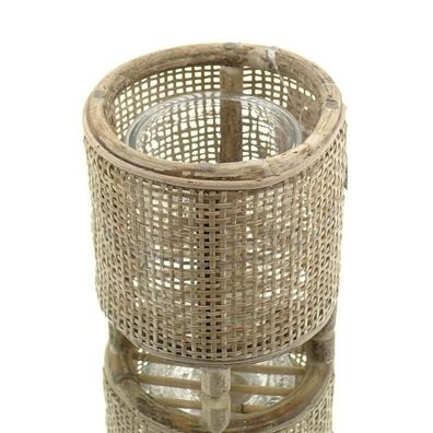 VAN DER LEEDEN Windlicht mit Glaseinsatz natur Ø 14 cm - Rattan