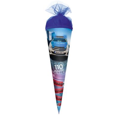 Motiv-Schultüte Polizei 110 35cm rund Tüllverschluss