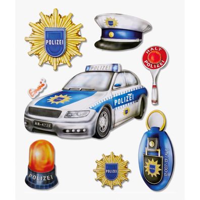 Roth XXL 3D-Sticker Polizei, 30x30 cm, 8 Teile