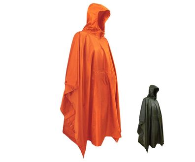 Survival Poncho, Regencape Regenumhang Notzelt Oliv Grün OneSize