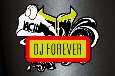 1 x Aufkleber DJ Forever Music Party LP Vinyl Scratch Sticker Shocker Fun Gag