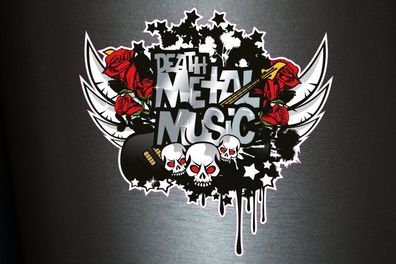 1 x Aufkleber Death Metal Music Skull Bones Party Rock DJ Club Sticker Fun Gag