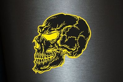 1 x Aufkleber Skull Gelb Fun Gag Sticker Totenkopt Bones Metal Horror FBI Boom