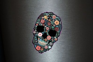 1 x Aufkleber Skull Mit Blumen Blume Rose Skull Totenkopt Bones Scary Fun