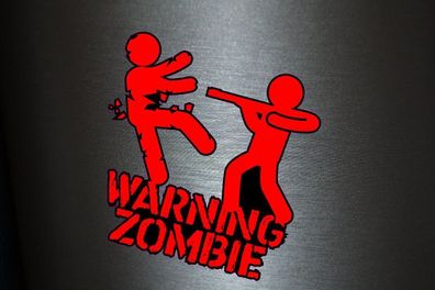 1 x Aufkleber Warning Zombie Sticker Death Fun Gag Tuning Horror Bones Scary War