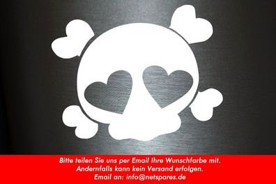 1 x 2 Plott Aufkleber Totenkopf Skull Herzaugen Sticker Tuning Shocker Fun Gag