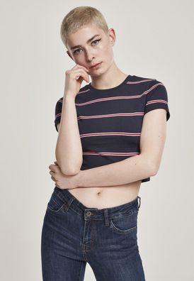Urban Classics Damen T-Shirt Ladies Yarn Dyed Skate Stripe Cropped Tee