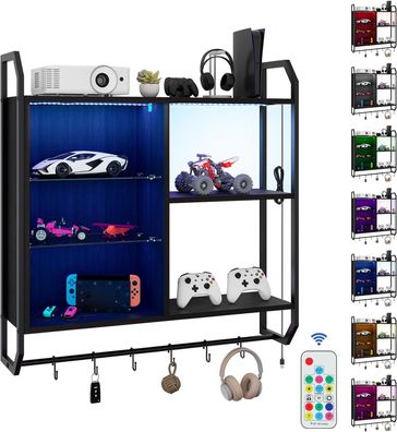 Puluomis Wandregal Bücherregal Metallregal Wandboard mit LED-Licht Arbeitszimmer