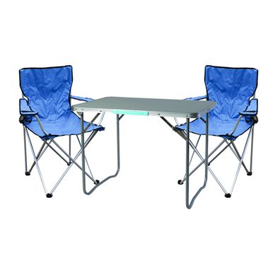 3-tlg. blaues Campingmöbel Set Tisch mit Tragegriff und Stühle inkl. Tasche