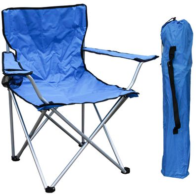 Anglerstuhl Campingstuhl Faltstuhl blau Getränkehalter + Tasche belastbar 120kg
