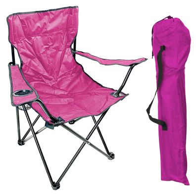 Campingstuhl Faltstuhl Anglerstuhl Regiestuhl Pink Getränkehalter und Tasche