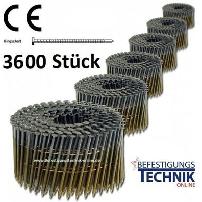 3,1x90mm Ringschaft blank Coilnägel drahtmagaziniert 16° für Coilnagler 3,6M K