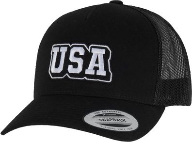 Mister Tee USA College Wording Patch 5-Panel Retro Trucker Cap MT3758