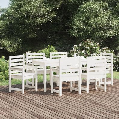 vidaXL 7-tlg. Garten-Essgruppe Weiß Massivholz Kiefer
