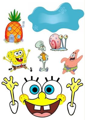 Tortenaufleger Spongebob Tortenaufleger aus hochwertigem Fondantpapier
