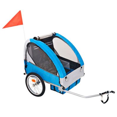 vidaXL Fahrradanhänger Grau und Blau 30 kg