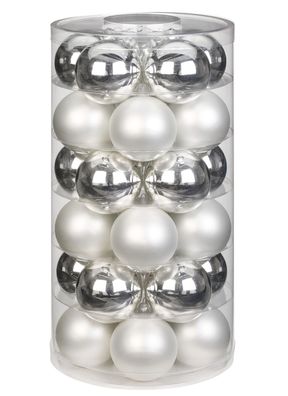 Weihnachtskugeln 30 Stk 6cm Frosty Silver