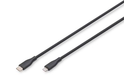 Digitus Lightning Silikon Kabel, USB-C - Lightning, 1m, black