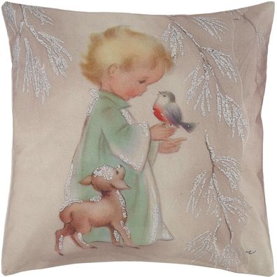 Kissenhülle Weihnachten 40 x 40 Kissenbezug Weich Dekokissen Kissen Kind mit Reh