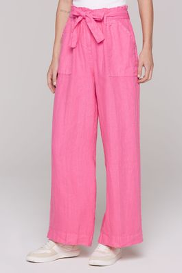 SOCCX Culotte aus Leinen mit Bindegürtel in Floral Pink