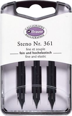 Brause 300361B Packung mit 3 Stenofedern, ideal für englische Schrift, 1 Pack
