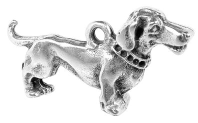 Minott Schmuck Anhänger | Hund / Dackel aus Messing, versilbert 35099