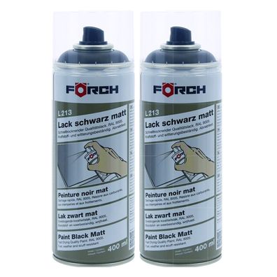 2x FOERCH LACK Schwarz MATT L213 0.4 LTR Farbspray Sprühlack