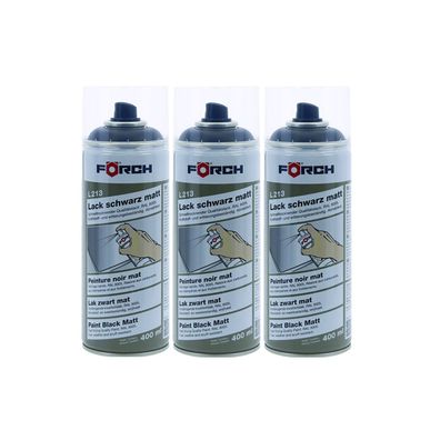 3x FOERCH LACK Schwarz MATT L213 0.4 LTR Farbspray Sprühlack