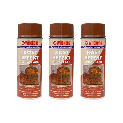3x Wilckens ROST EFFEKT Spraylack 0.4 LTR Sprühlack Lackspray