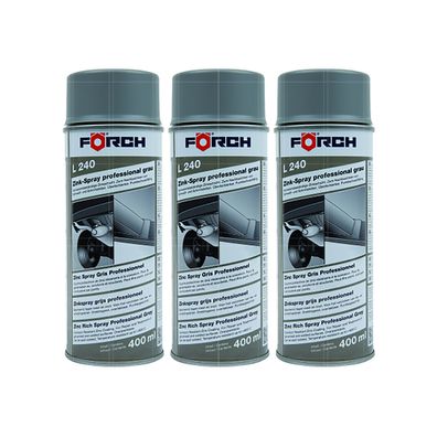 3x FOERCH L240 ZINK-SPRAY Professional GRAU 0.4 LTR Rostschutz
