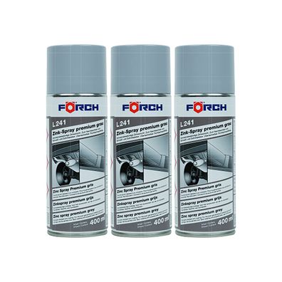 3x FOERCH L241 Zinkspray Premium GRAU 0.4 LTR Rostschutz Grundierung