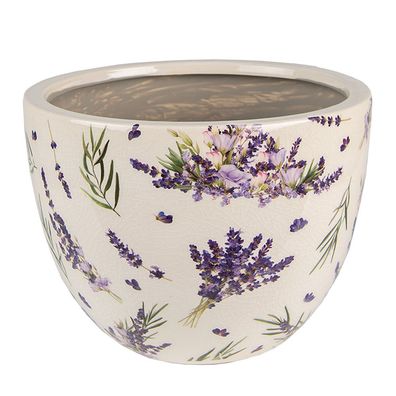 Clayre & Eef Blumentopf Ø 20x15 cm Violett Grün Keramik Lavendel (Gr. Ø 20x15 cm)