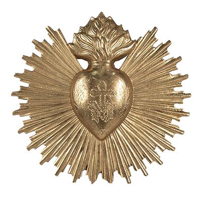 Clayre & Eef Wanddekoration Herz 17x2x16 cm Goldfarbig Polyresin (Gr. 17x2x16 cm)