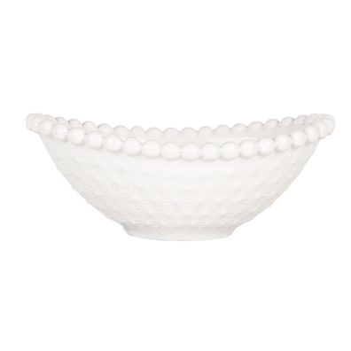 Clayre & Eef Schale 75 ml Weiß Keramik (Gr. 12x8x4 cm / 75 ml)
