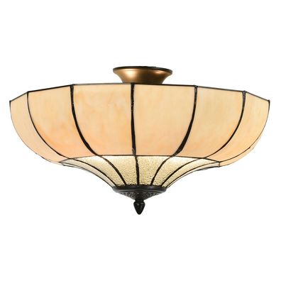LumiLamp Deckenlampe Tiffany Ø 46x25 cm Beige Metall Glas