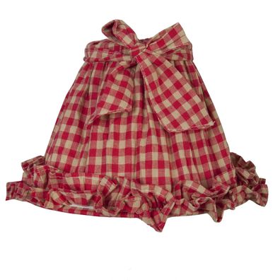 Clayre & Eef Lampenschirm Ø 23x15 cm / E27 Rot Beige Eisen Rauten