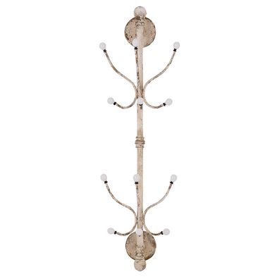 Clayre & Eef Wandgarderobe 28x22x100 cm Weiß Eisen (Gr. 28x22x100 cm)