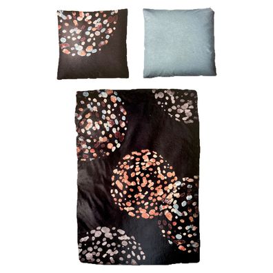 Baumwolle Satin Bettwäsche Punkte Schwarz Bunt 135x200 80x80