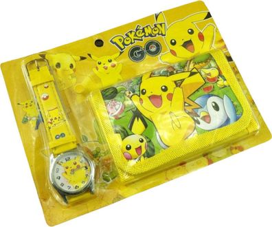 Pikachu Kinder Armband Uhr & Geldbörse - Pokémon Set 2