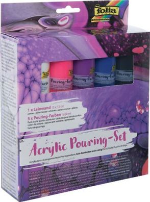 folia 351119 folia Acrylic Pouring-Set "INTENSIV", 5 Farben/1 Keilrahmen