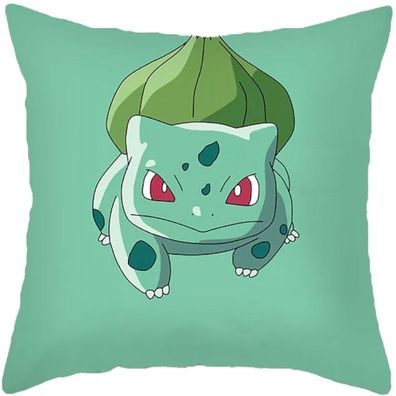 Bisasam Grüne Dekokissen mit Qualitäts-Füllung und Reißverschluss