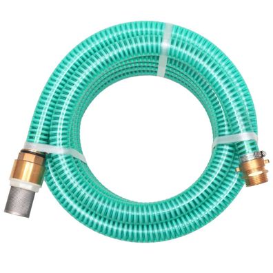 vidaXL Saugschlauch mit Messing-Anschlüssen 15 m 25 mm Grün