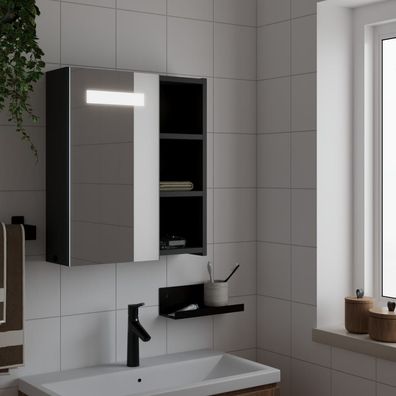 vidaXL Spiegelschrank mit LED-Beleuchtung Schwarz 45x13x52 cm