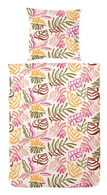 Primera Soft-Seersucker Bettwäsche 135x200 Blätter Farne bunt 213063-045